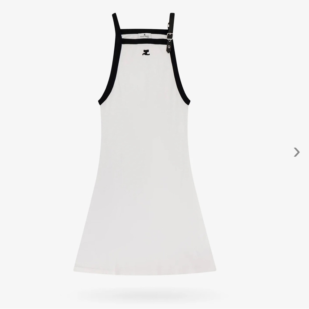 Size small correges Paris white cotton buckle dress. NWT.